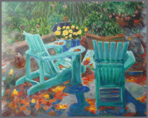 muskoka chairs, oil on canvas, private collection